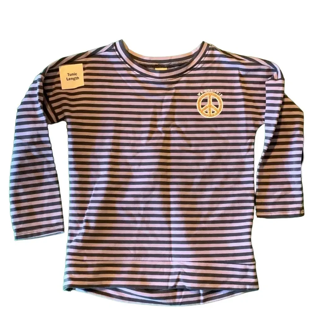 Old Navy Purple Gray Striped Tunic Long Sleeve Shirt Size 3T